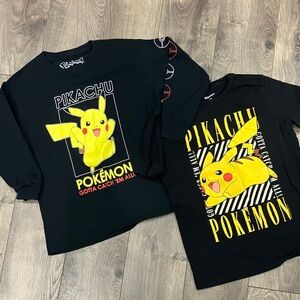 2 Kids Pokemon Pikachu T-Shirts, Long and Short Sleeve, VGUC.